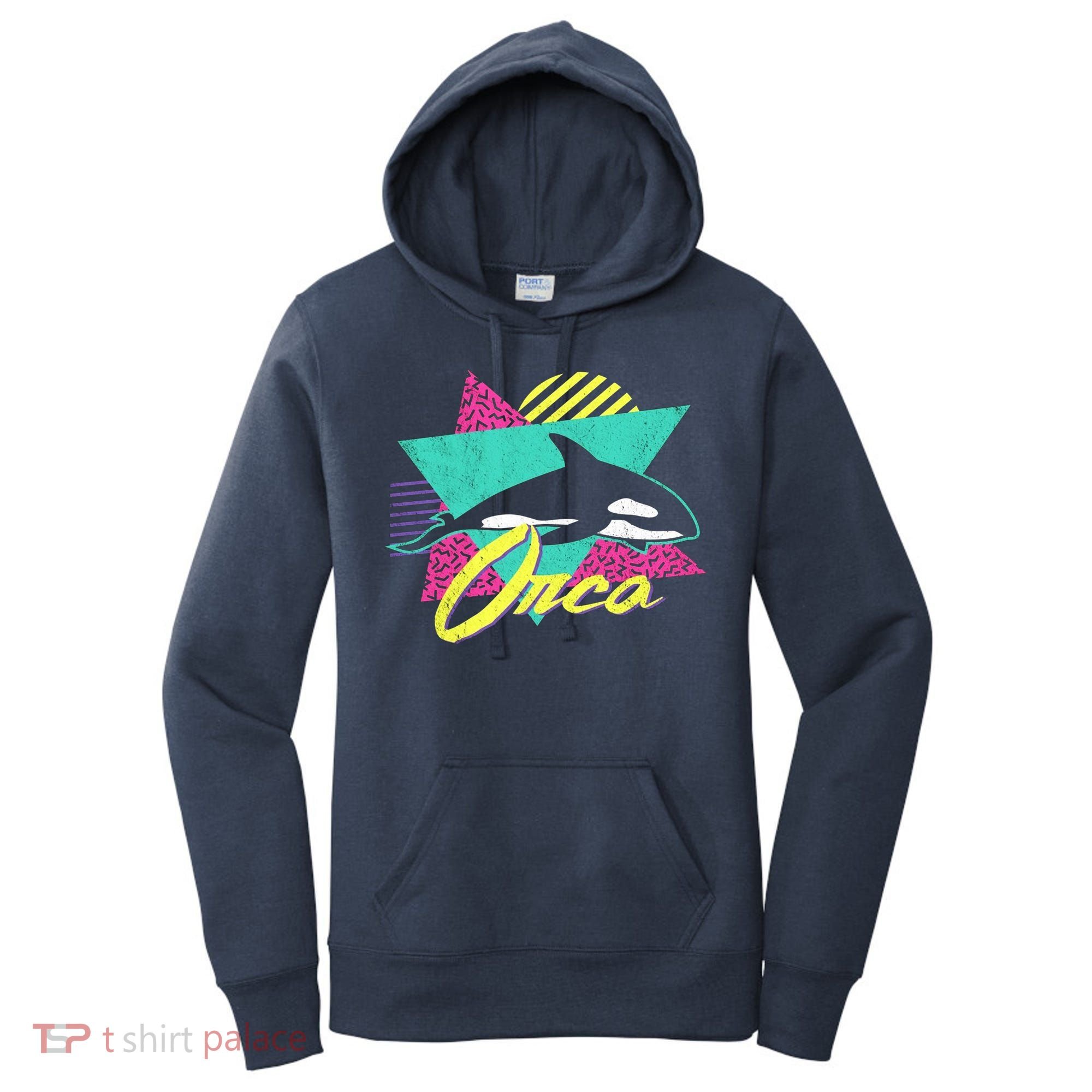 Retro 80s Or 90s Orca Killer Whale Women's Hoodie