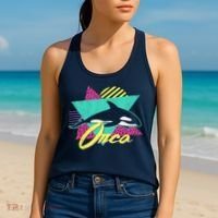 Retro 80s Or 90s Orca Killer Whale Women's Tank Top thumb 2