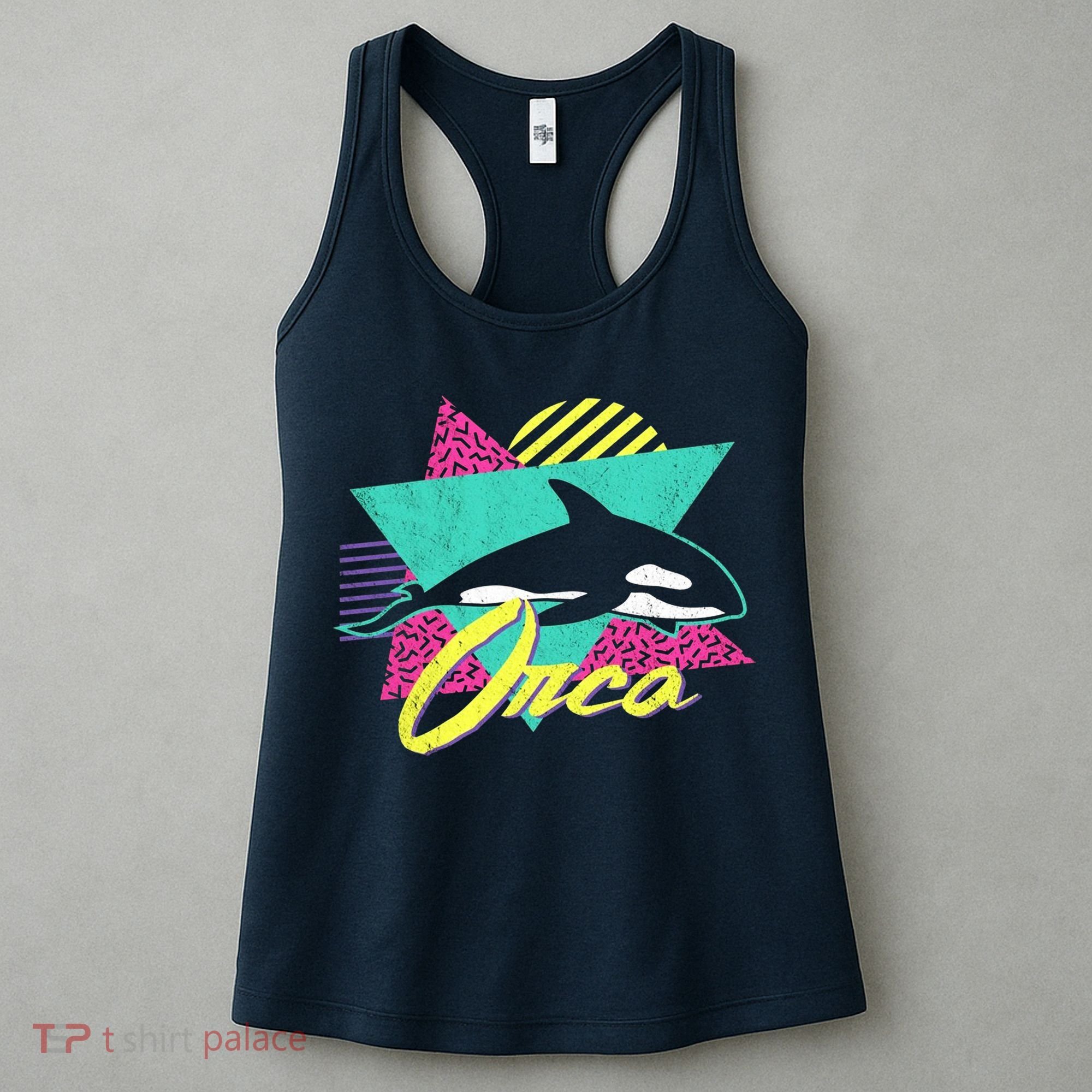 Retro 80s Or 90s Orca Killer Whale Women's Tank Top