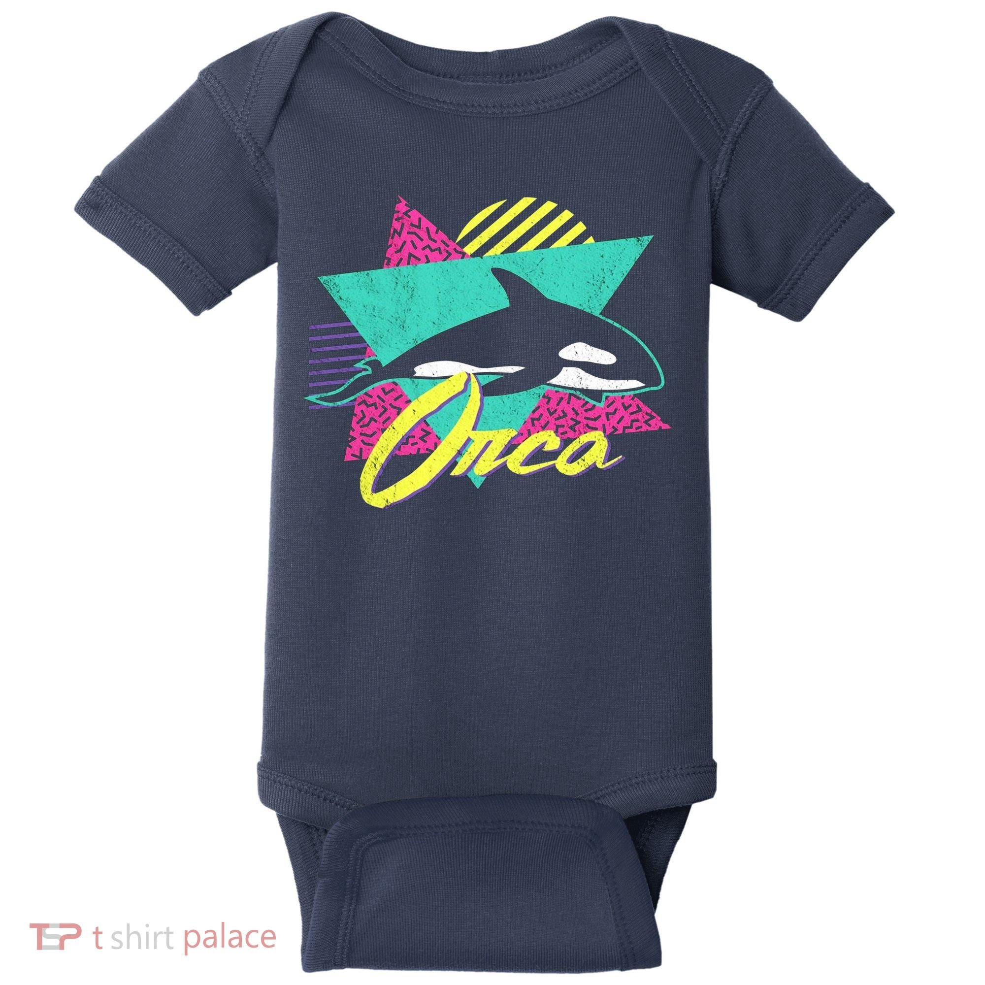 Retro 80s Or 90s Orca Killer Whale Baby Bodysuit
