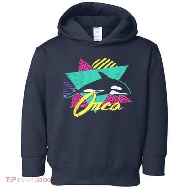 Retro 80s Or 90s Orca Killer Whale Toddler Hoodie