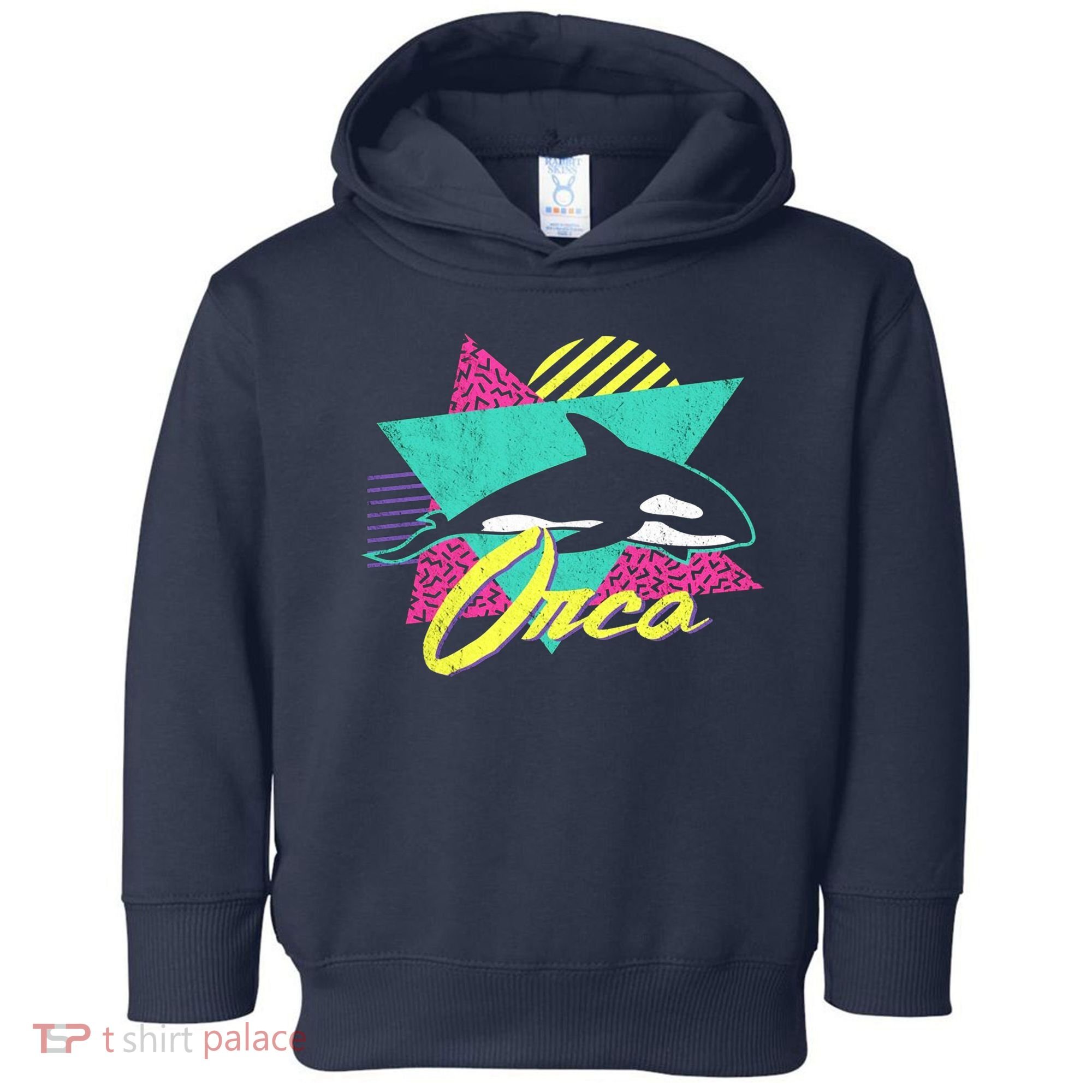Retro 80s Or 90s Orca Killer Whale Toddler Hoodie