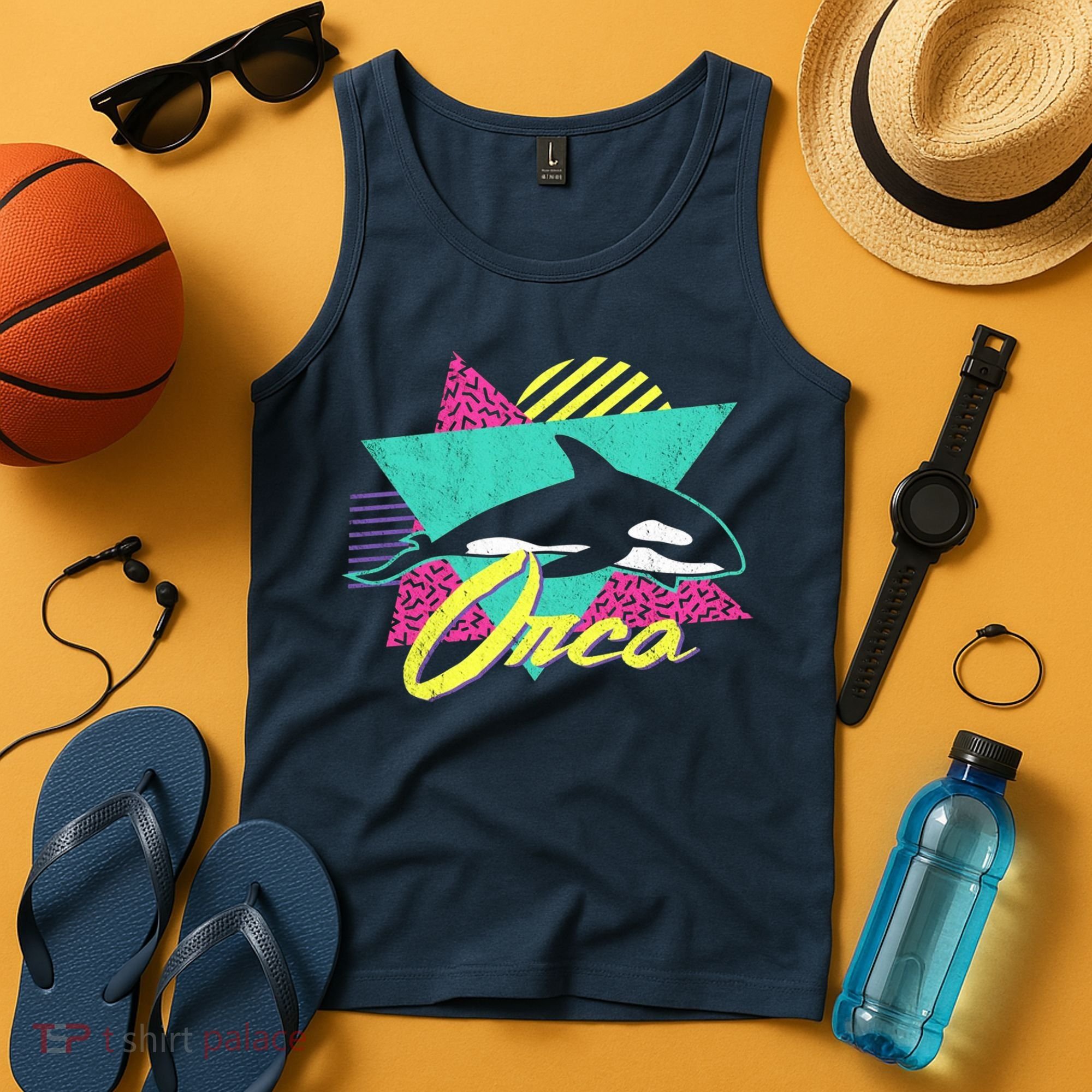 Retro 80s Or 90s Orca Killer Whale Tank Top
