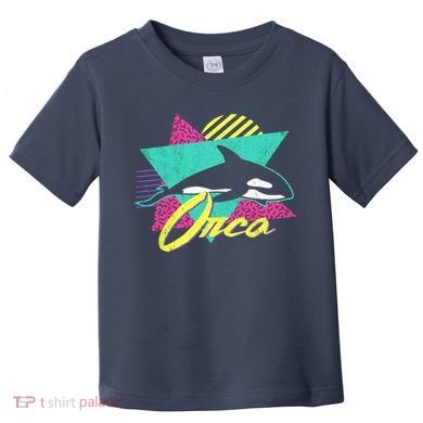 Retro 80s Or 90s Orca Killer Whale Toddler T-Shirt