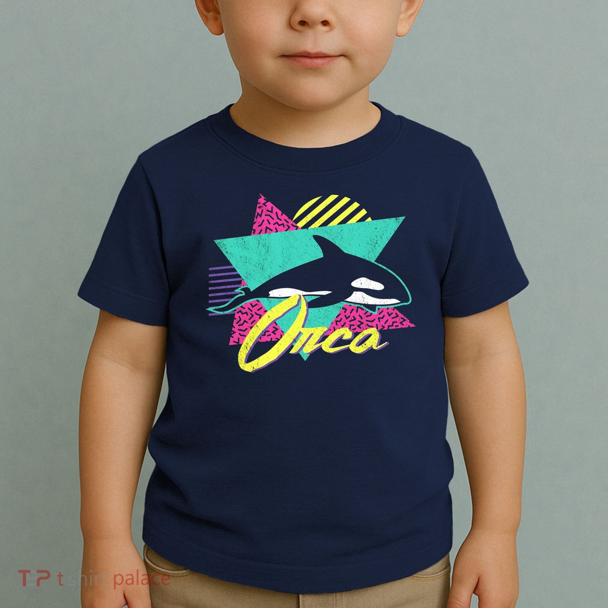 Retro 80s Or 90s Orca Killer Whale Toddler T-Shirt