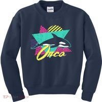 Retro 80s Or 90s Orca Killer Whale Kids Sweatshirt thumb 0