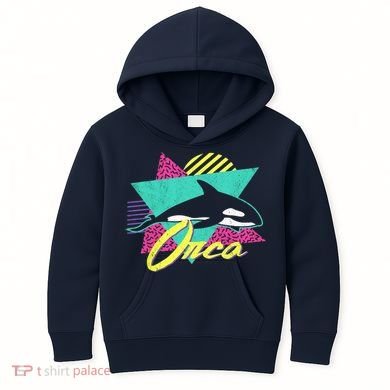 Retro 80s Or 90s Orca Killer Whale Kids Hoodie