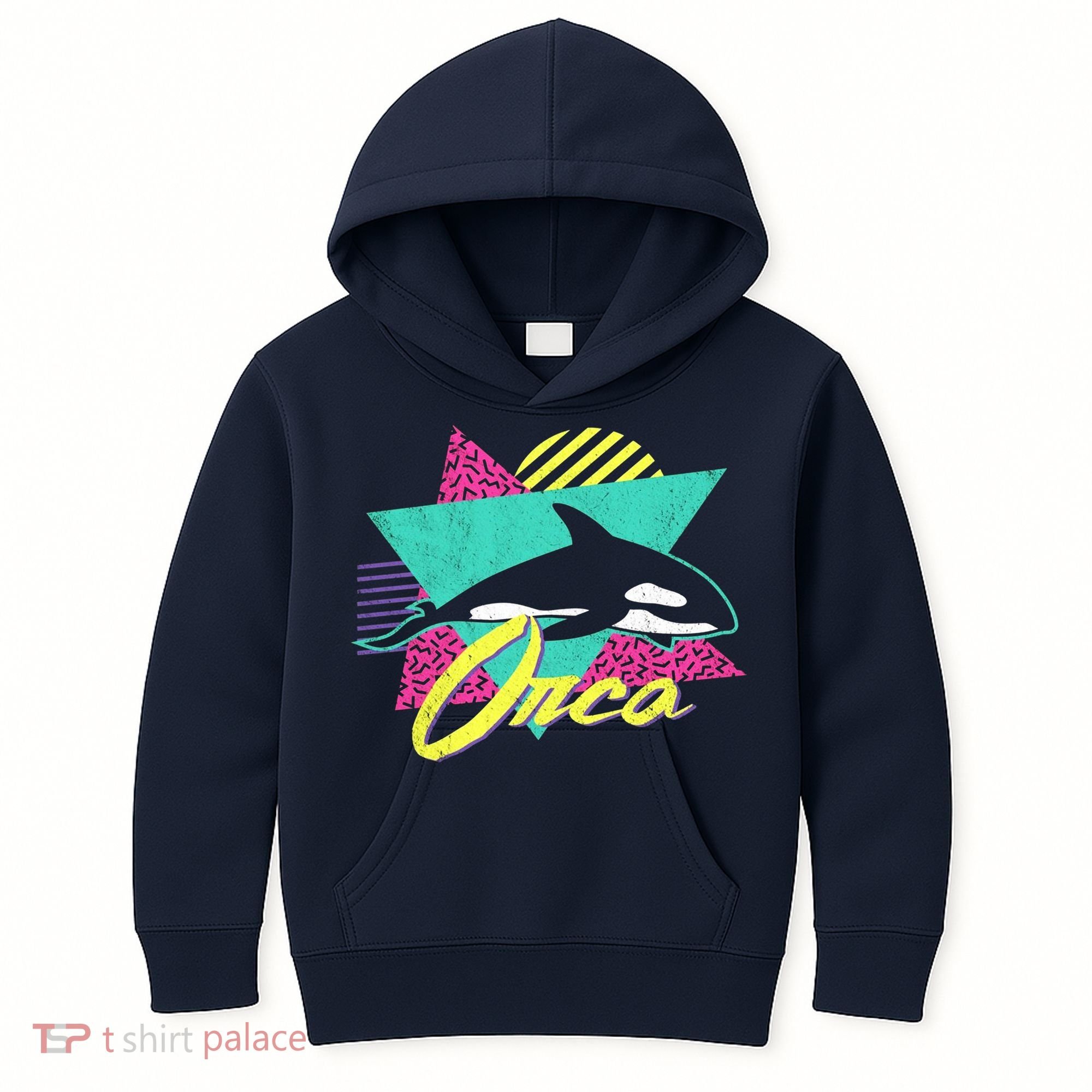 Retro 80s Or 90s Orca Killer Whale Kids Hoodie