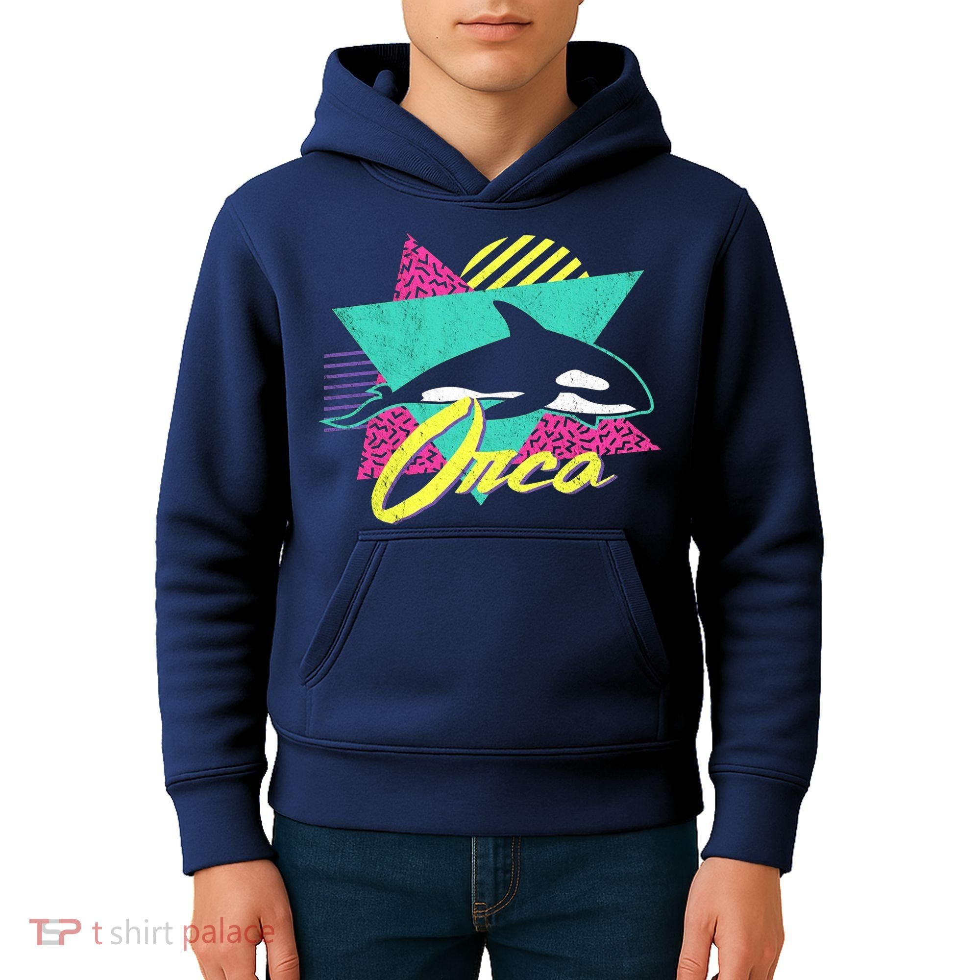 Retro 80s Or 90s Orca Killer Whale Kids Hoodie