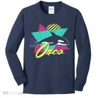 Retro 80s Or 90s Orca Killer Whale Kids Long Sleeve Shirt thumb 0
