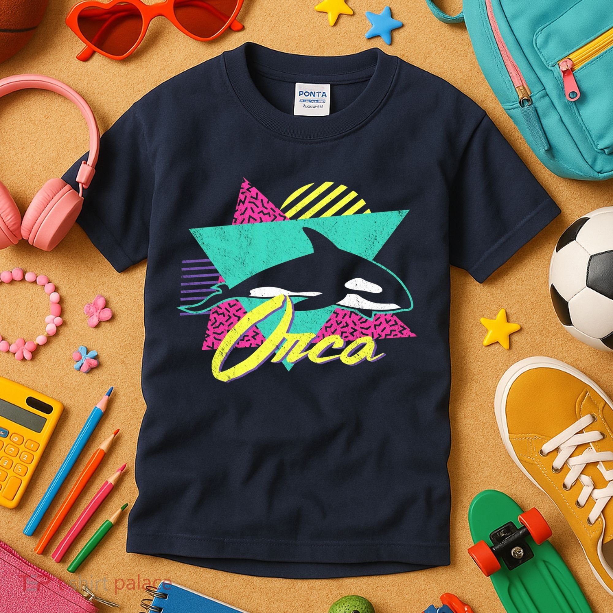 Retro 80s Or 90s Orca Killer Whale Kids T-Shirt