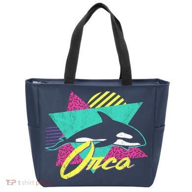 Retro 80s Or 90s Orca Killer Whale Tote Bag