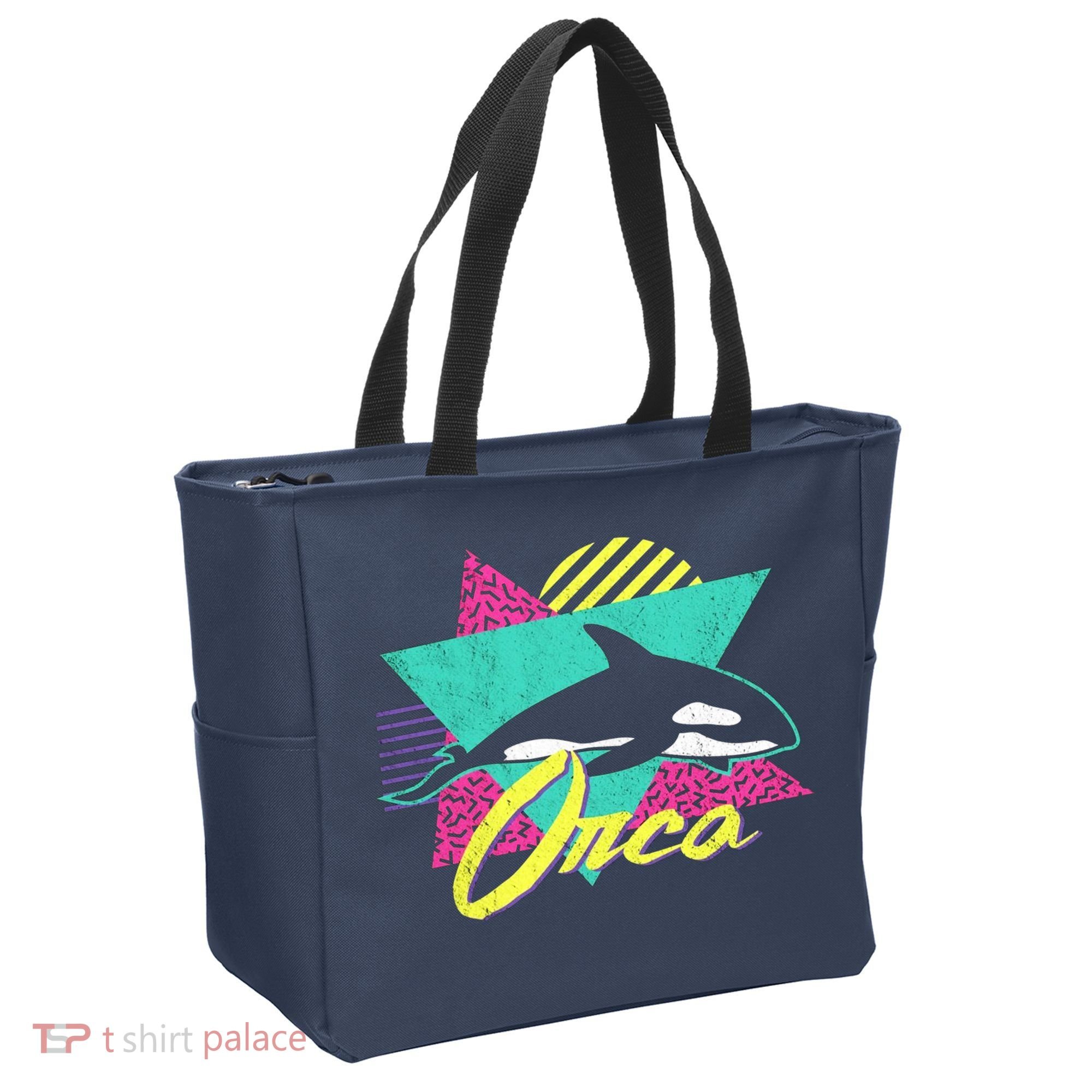Retro 80s Or 90s Orca Killer Whale Tote Bag