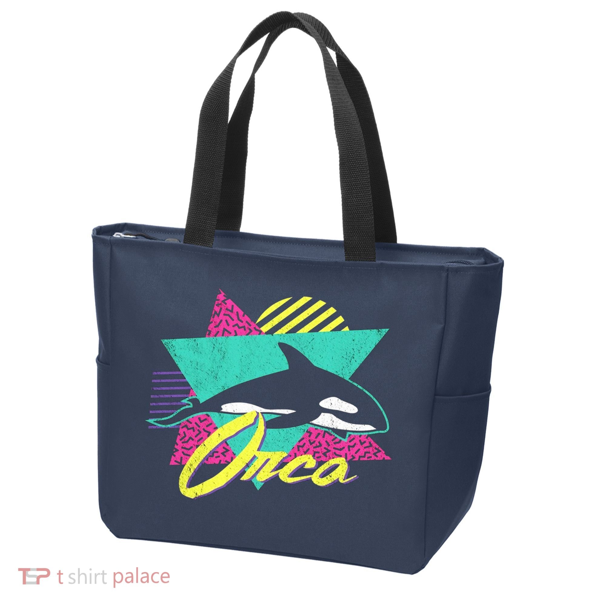 Retro 80s Or 90s Orca Killer Whale Tote Bag