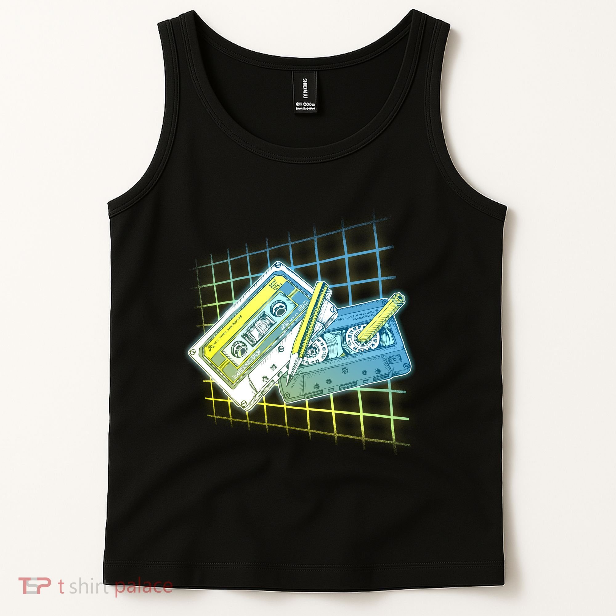 Retro 80's Rewind Cassette Tapes Broken Pencil Tank Top