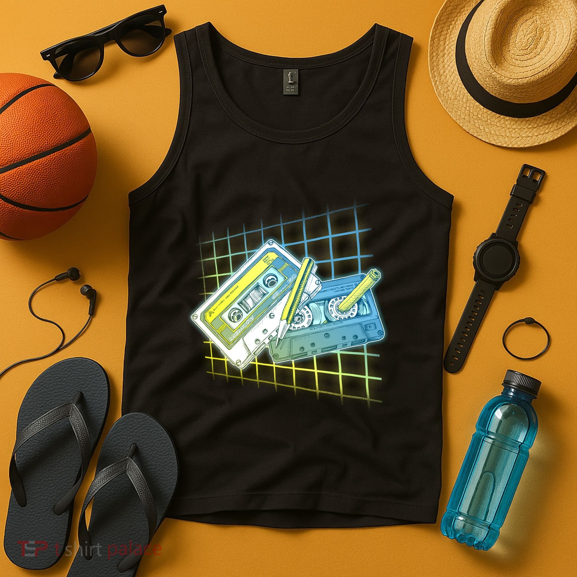 Retro 80's Rewind Cassette Tapes Broken Pencil Tank Top