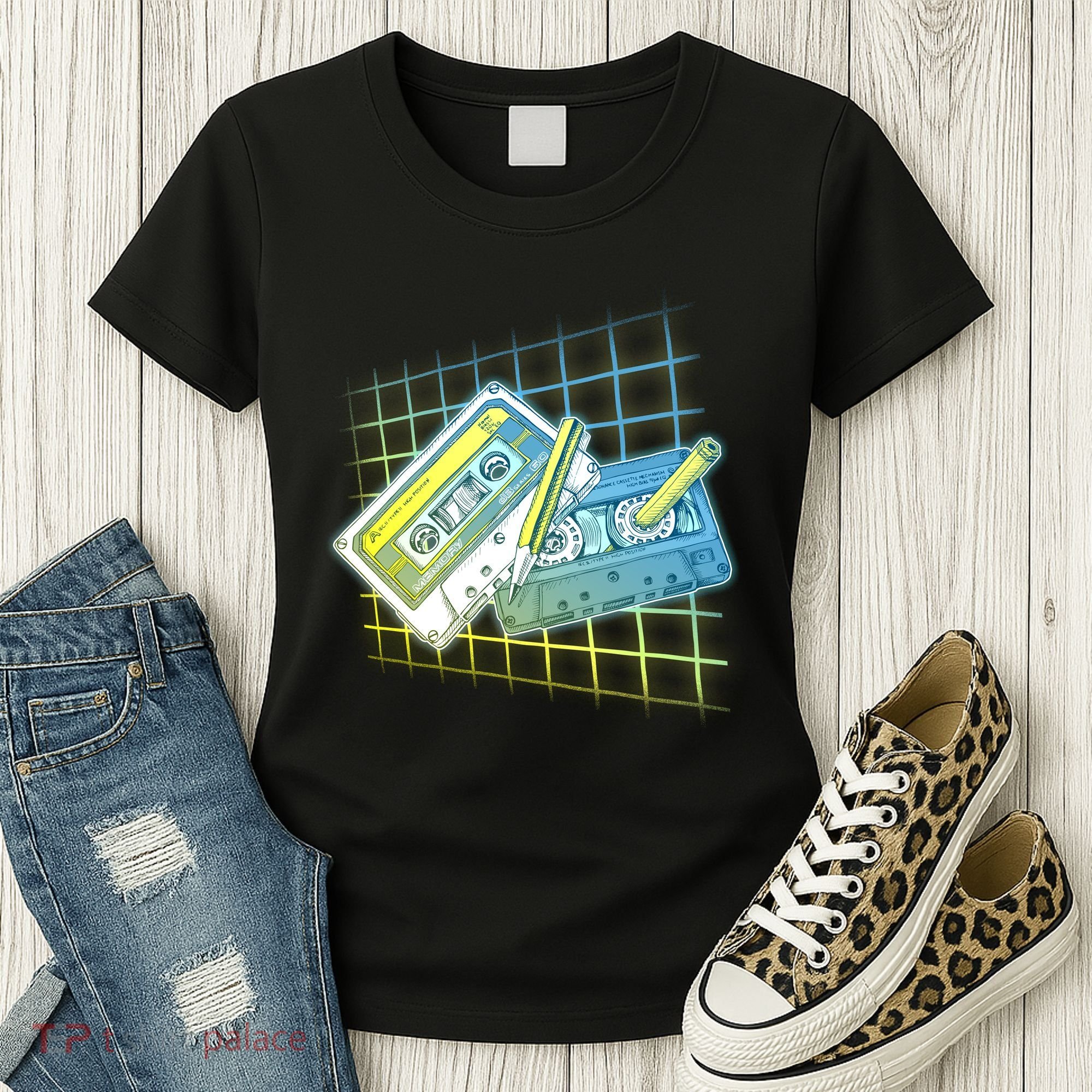 Retro 80's Rewind Cassette Tapes Broken Pencil Women's T-Shirt