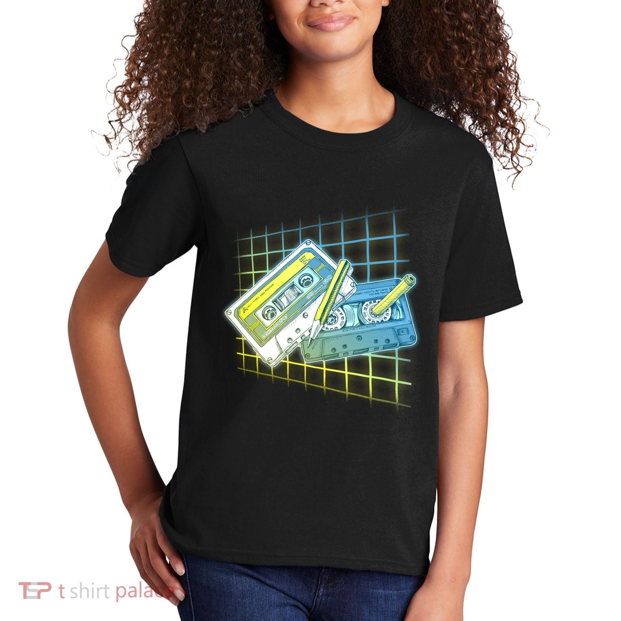 Retro 80's Rewind Cassette Tapes Broken Pencil Kids T-Shirt