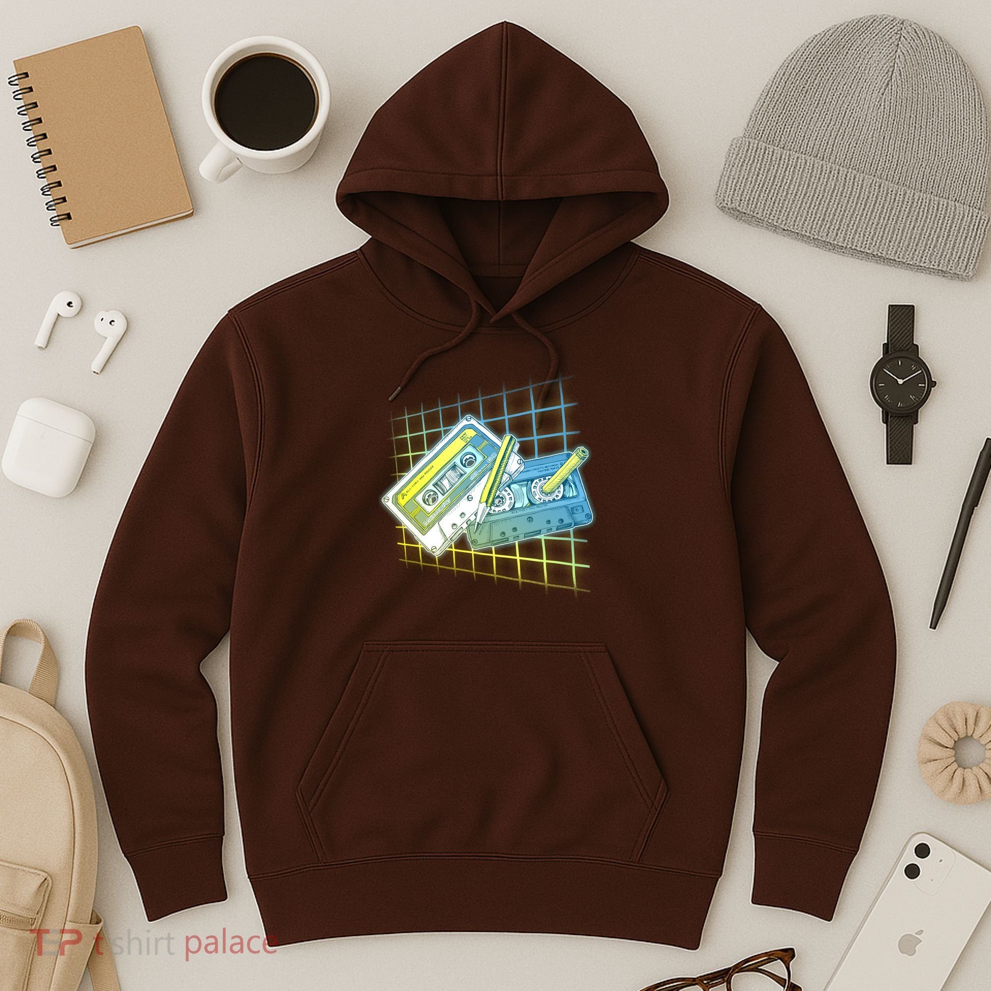 Retro 80's Rewind Cassette Tapes Broken Pencil Hoodie