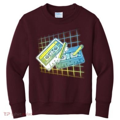 Retro 80's Rewind Cassette Tapes Broken Pencil Kids Sweatshirt
