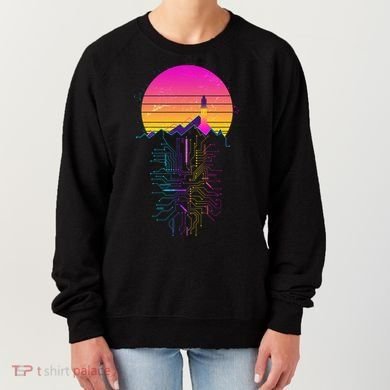 Retro 80s Space Shuttle Launch Circuit Mountain Women's Sweatshirt