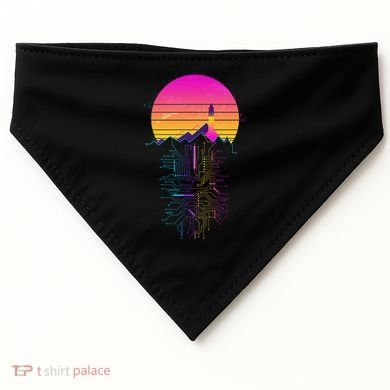 Retro 80s Space Shuttle Launch Circuit Mountain USA-Made Doggie Bandana