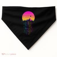 Retro 80s Space Shuttle Launch Circuit Mountain USA-Made Doggie Bandana thumb 0