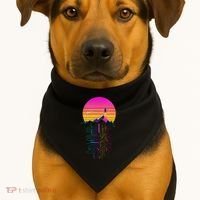 Retro 80s Space Shuttle Launch Circuit Mountain USA-Made Doggie Bandana thumb 1