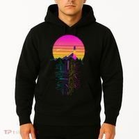 Retro 80s Space Shuttle Launch Circuit Mountain Hoodie thumb 2