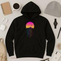 Retro 80s Space Shuttle Launch Circuit Mountain Hoodie thumb 3