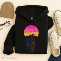 Retro 80s Space Shuttle Launch Circuit Mountain Hoodie thumb 4