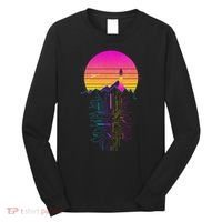 Retro 80s Space Shuttle Launch Circuit Mountain Long Sleeve Shirt thumb 0