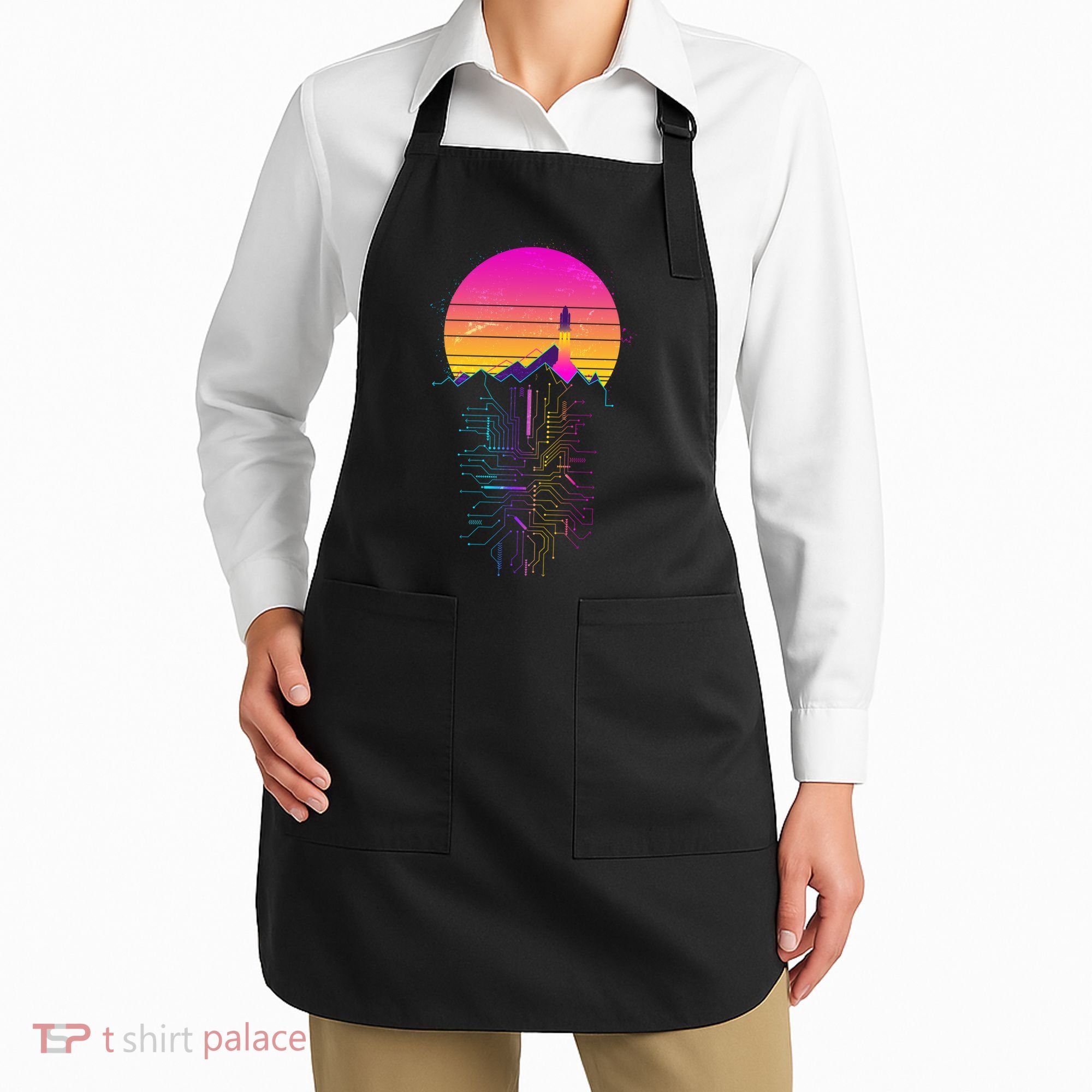 Retro 80s Space Shuttle Launch Circuit Mountain Apron