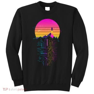 Retro 80s Space Shuttle Launch Circuit Mountain Sweatshirt