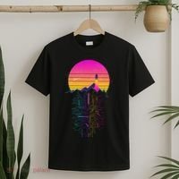 Retro 80s Space Shuttle Launch Circuit Mountain T-Shirt thumb 2