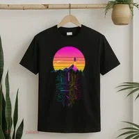 Retro 80s Space Shuttle Launch Circuit Mountain T-Shirt thumb 2