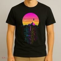 Retro 80s Space Shuttle Launch Circuit Mountain T-Shirt thumb 3