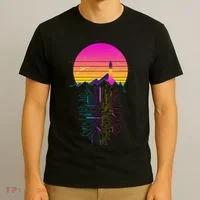 Retro 80s Space Shuttle Launch Circuit Mountain T-Shirt thumb 3