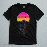 Retro 80s Space Shuttle Launch Circuit Mountain T-Shirt thumb 5