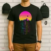 Retro 80s Space Shuttle Launch Circuit Mountain T-Shirt thumb 6