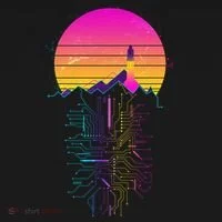 Retro 80s Space Shuttle Launch Circuit Mountain T-Shirt thumb 7