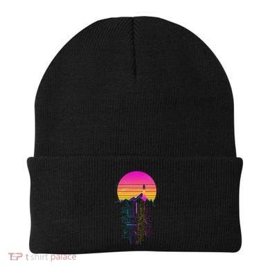 Retro 80s Space Shuttle Launch Circuit Mountain Beanie