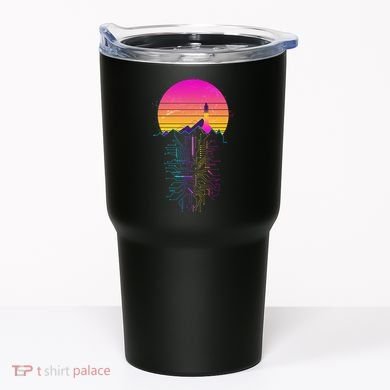 Retro 80s Space Shuttle Launch Circuit Mountain Tumbler