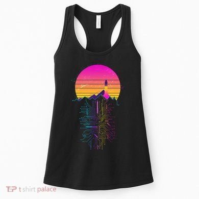 Retro 80s Space Shuttle Launch Circuit Mountain Women's Tank Top