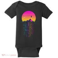 Retro 80s Space Shuttle Launch Circuit Mountain Baby Bodysuit thumb 0