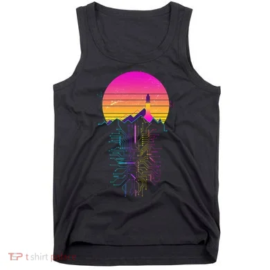 Retro 80s Space Shuttle Launch Circuit Mountain Tank Top