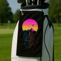 Retro 80s Space Shuttle Launch Circuit Mountain Golf Towel thumb 2