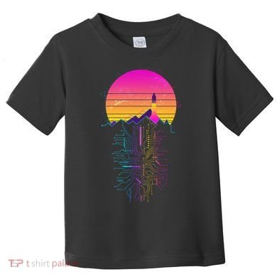 Retro 80s Space Shuttle Launch Circuit Mountain Toddler T-Shirt