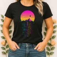 Retro 80s Space Shuttle Launch Circuit Mountain Women's T-Shirt thumb 2