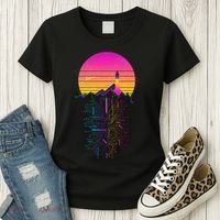 Retro 80s Space Shuttle Launch Circuit Mountain Women's T-Shirt thumb 3